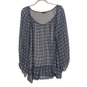 Piazza Roma Silk Floral Shirt Womens Size Medium Blue Lightweight Lined Blouse